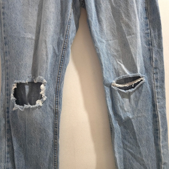 Princess Polly | Blue Distressed Women's Straight Leg Jean - Picture 4 of 13